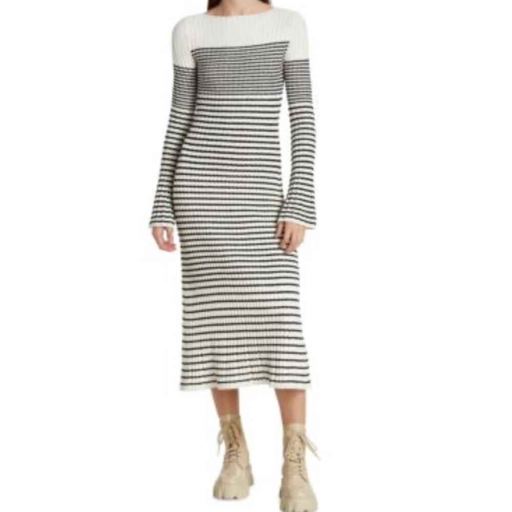 Proenza Schouler Stripe Bell Sleeve Midi Dress XS